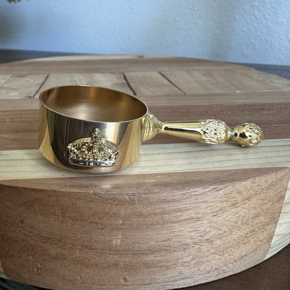 Vintage Zeon Coffee Measure‎ Cup 3.3 Inch 24K GEP Crown Emblem Ornate Handle